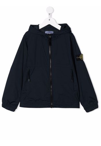 Stone Island Junior logo-patch hooded jacket - Blu