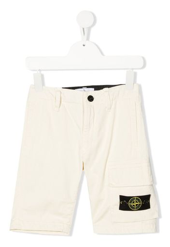 Stone Island Junior side logo-patch detail shorts - Giallo