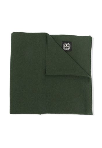 Stone Island Junior wool-knit compass-patch scarf - Verde