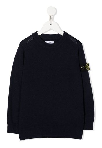 Stone Island Junior compass-patch crewneck jumper - Blu