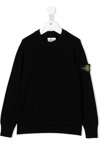 Stone Island Junior logo-patch round neck jumper - Nero