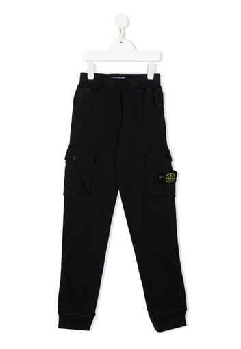 Stone Island Junior Pantaloni con applicazione laterale - Blu