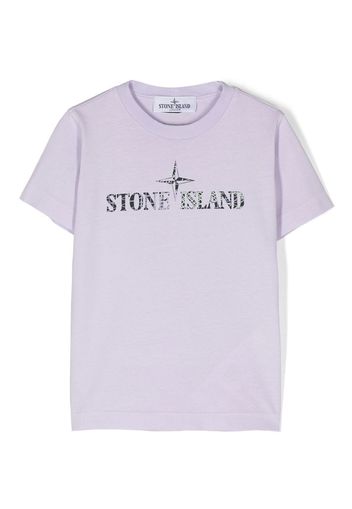 Stone Island Junior logo-print cotton T-Shirt - Viola