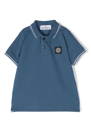 Stone Island Junior Compass logo-patch polo shirt - Blu