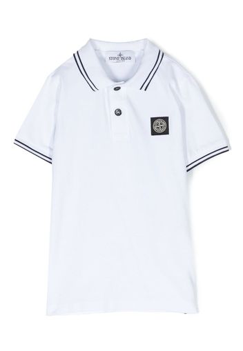 Stone Island Junior Compass-patch tipped polo shirt - Bianco