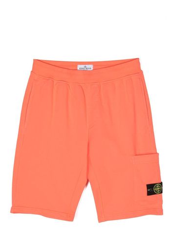 Stone Island Junior logo-patch track shorts - Arancione