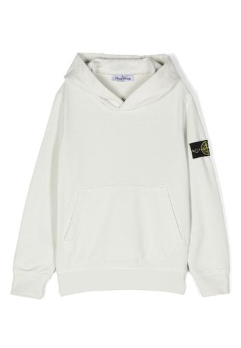 Stone Island Junior Compass-logo cotton hoodie - Grigio