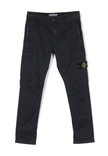 Stone Island Junior Compass-motif cargo trousers - Blu