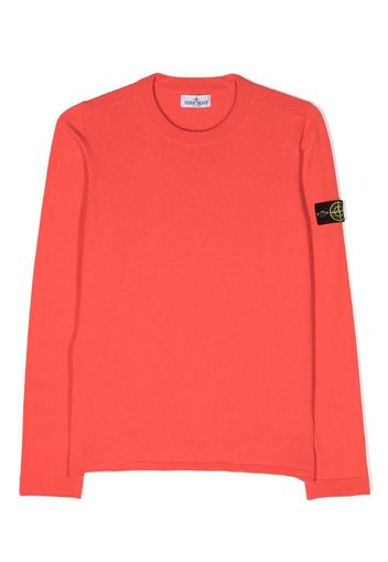 Stone Island Junior logo-patch cotton jumper - Rosso