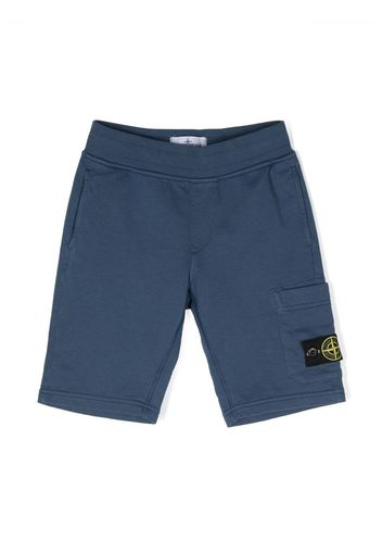 Stone Island Junior logo patch cargo shorts - Blu