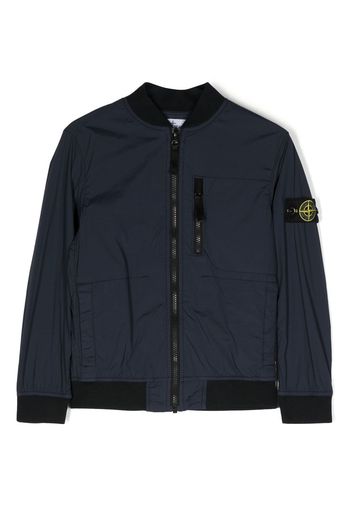Stone Island Junior logo-patch zip-up bomber jacket - Blu