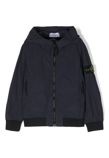 Stone Island Junior crinkled-finish hooded jacket - Blu