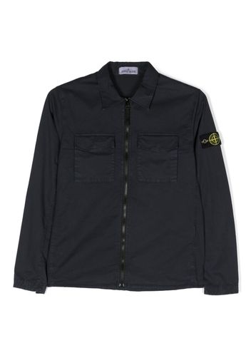 Stone Island Junior logo-patch sleeve shirt jacket - Blu