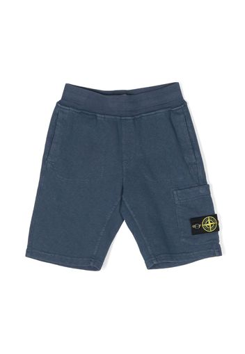 Stone Island Junior Compass-patch cargo shorts - Blu