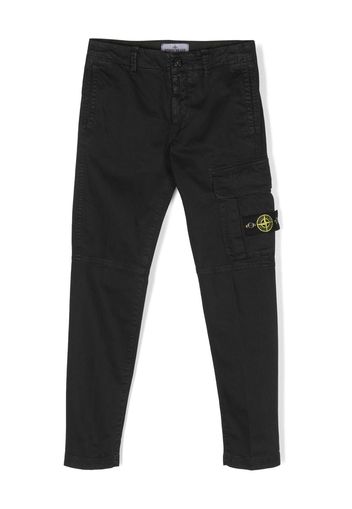 Stone Island Junior Compass-patch straight-leg trousers - Nero