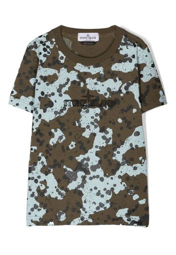 Stone Island Junior camouflage-print logo-embroidered T-shirt - Verde