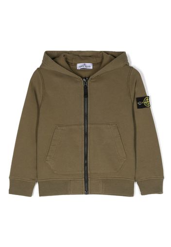 Stone Island Junior Compass logo-patch zipped cardigan - Verde