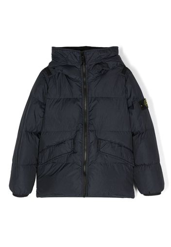 Stone Island Junior Compass-badge hooded puffer jacket - Blu