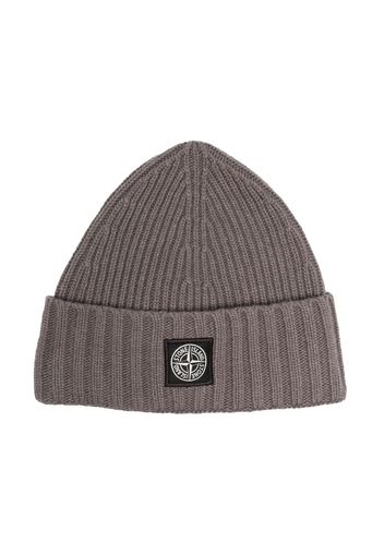 Stone Island Junior Compass-motif knit beanie - Grigio