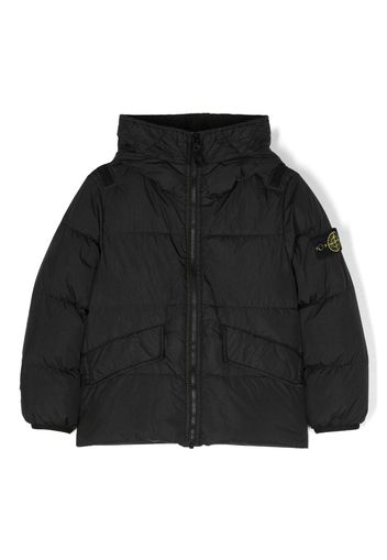 Stone Island Junior Compass-motif padded jacket - Nero