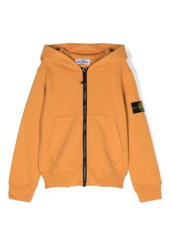 Stone Island Junior Compass-patch zip-up hoodie - Giallo