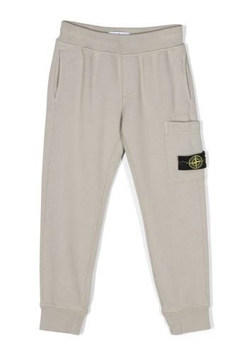 Stone Island Junior Compass-motif cotton track pants - Grigio