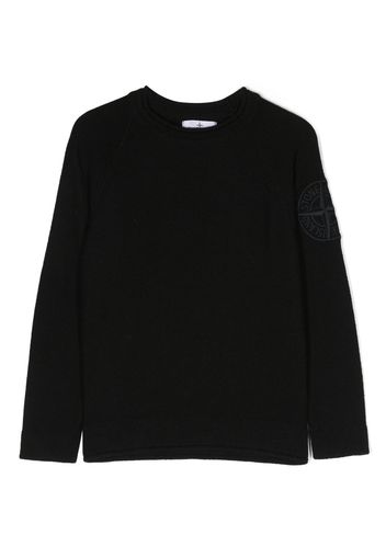 Stone Island Junior embroidered-logo crew-neck jumper - Nero