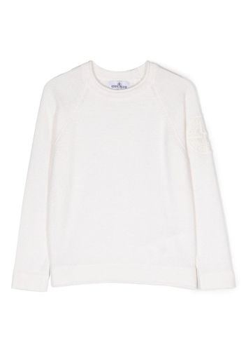 Stone Island Junior embroidered-logo crew-neck jumper - Bianco