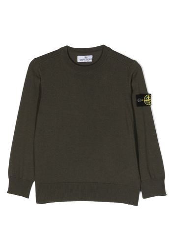 Stone Island Junior Compass-motif crew-neck sweatshirt - Verde