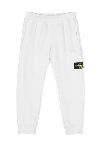 Stone Island Junior Compass-patch cotton track pants - Bianco