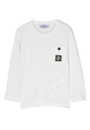 Stone Island Junior logo-patch cotton T-shirt - Bianco