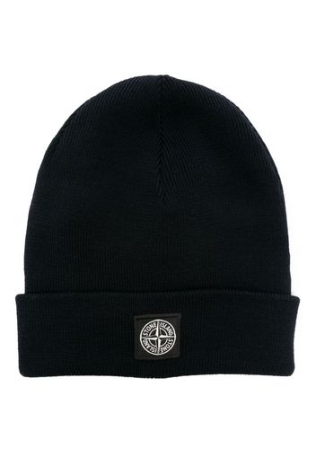 Stone Island Junior Compass-patch wool beanie - Blu