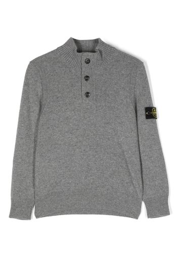 Stone Island Junior Compass logo-patch knitted jumper - Grigio