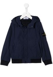 Stone Island Junior logo patch bomber jacket - Blu