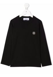 Stone Island Junior long-sleeved cotton T-shirt - Nero