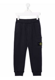 Stone Island Junior logo-patch cotton track pants - Blu