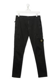 Stone Island Junior Compass-logo pockets straight trousers - Grigio