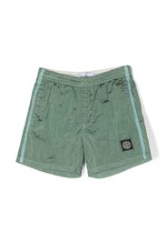 Stone Island Junior crinkled logo-patch swim shorts - Verde