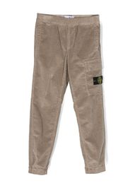 Stone Island Junior Pantaloni a coste con applicazione Compass - Toni neutri