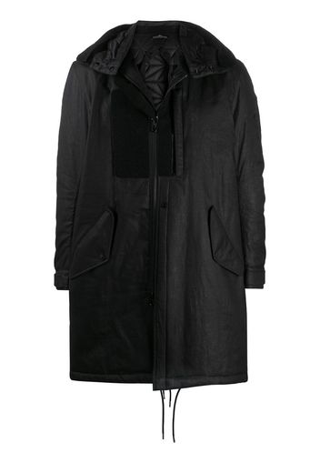 hooded patchwork parka coat