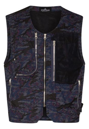 Stone Island Shadow Project abstract-print utility gilet - Viola