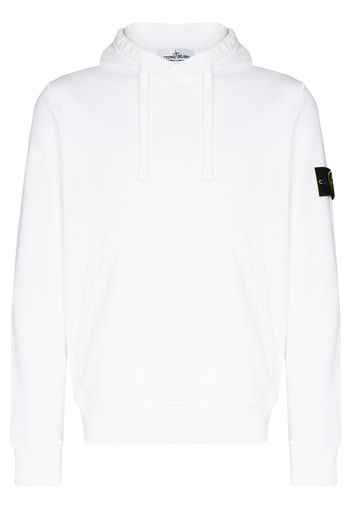 Stone Island logo-patch cotton hoodie - Bianco