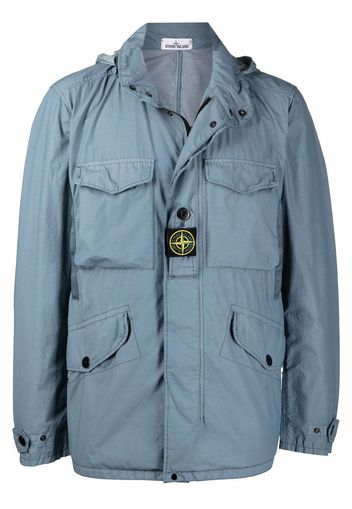 Stone Island logo-patch hooded jacket - Blu