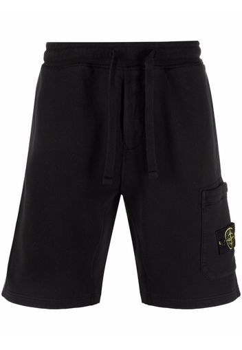 Stone Island fleece cotton track shorts - Nero