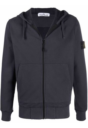 Stone Island compass-patch zip-up hoodie - Blu