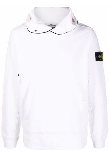 Stone Island contrast-piping badge hoodie - Bianco