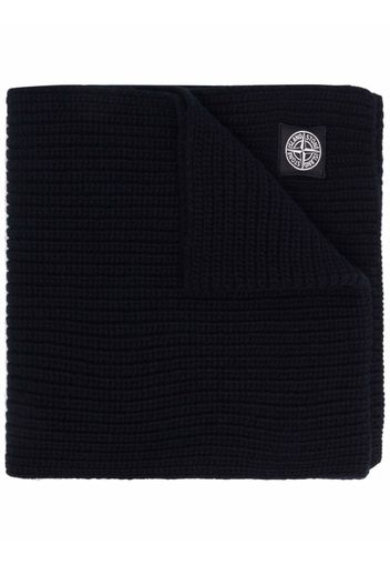 Stone Island logo patch wool scarf - Nero