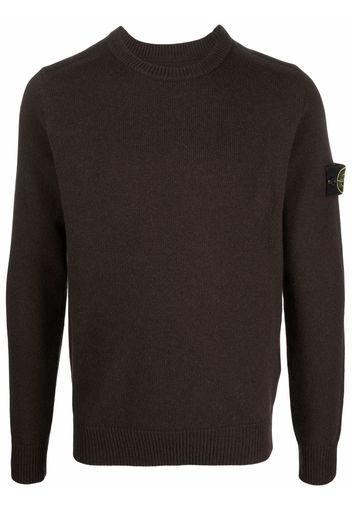 Stone Island crew neck logo-patch sweatshirt - Marrone