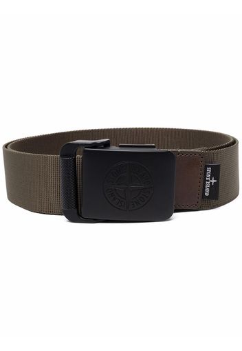 Stone Island engraved-logo flat-buckle belt - Verde