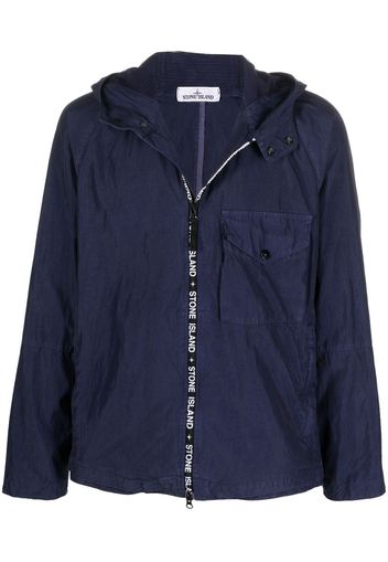 Stone Island logo-trim hooded jacket - Blu